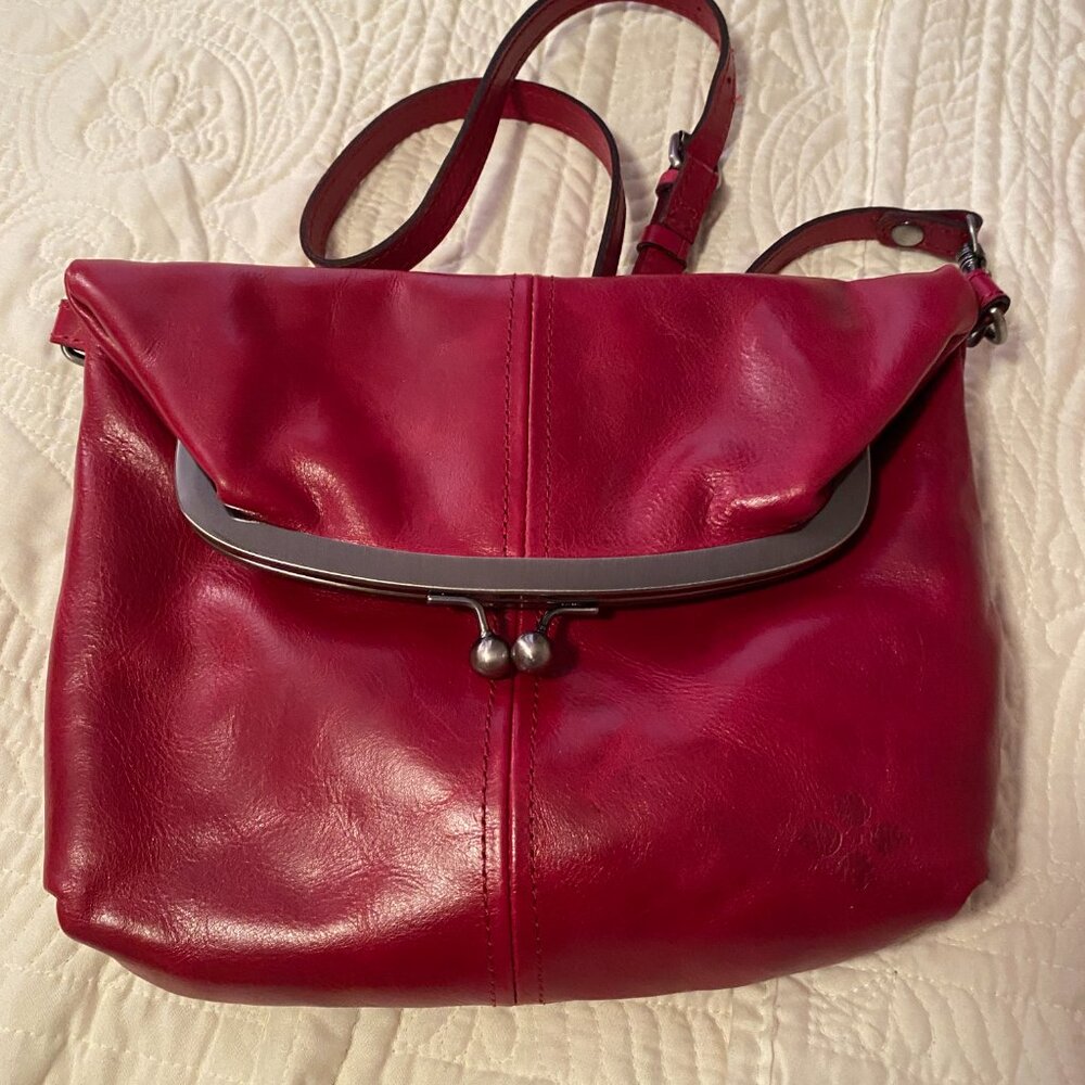 Barsby Distressed Vintage Leather Convertible Kisslock Crossbody